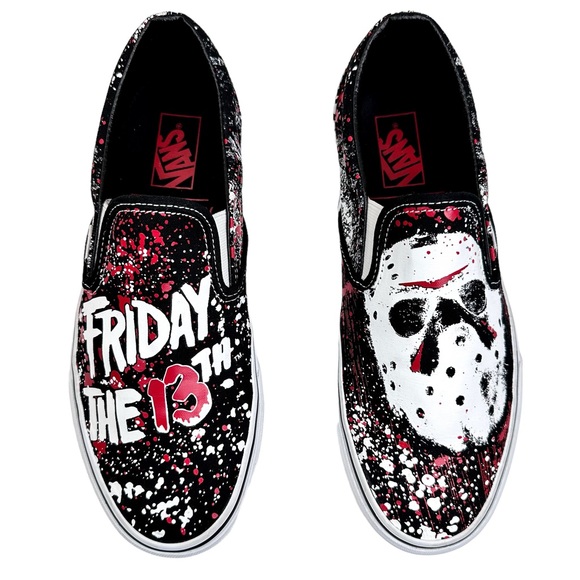 Vans X Friday the 13th House of Terror Classic Slip-On Shoes Sneakers J Voorhees - Picture 10 of 13